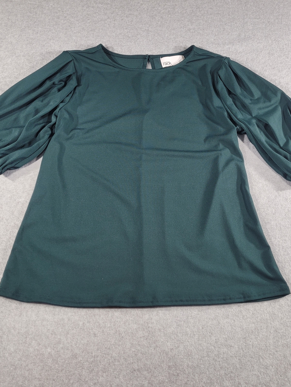 Forest Green Puff-Sleeve Blouse by rachel rosenthal